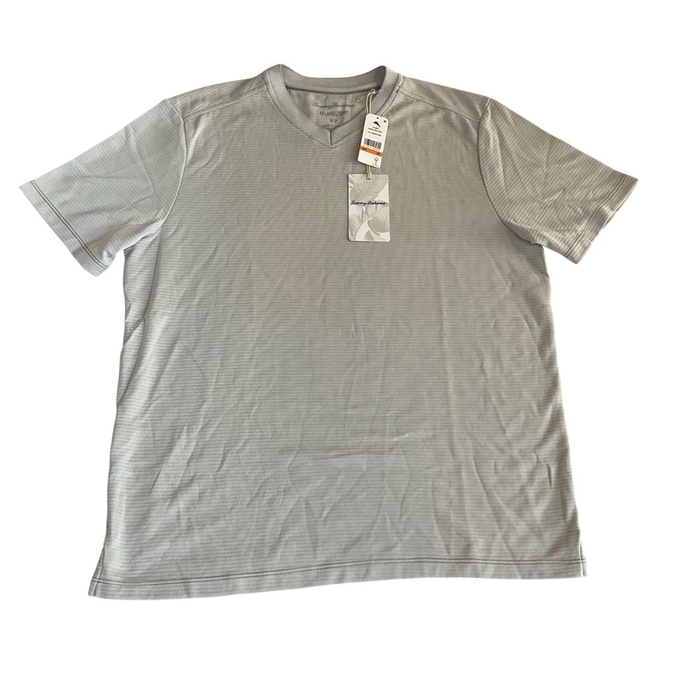Tommy Bahama Coastal Crest Vneck Mens Size Small Concrete Grey IslandZone Tee
